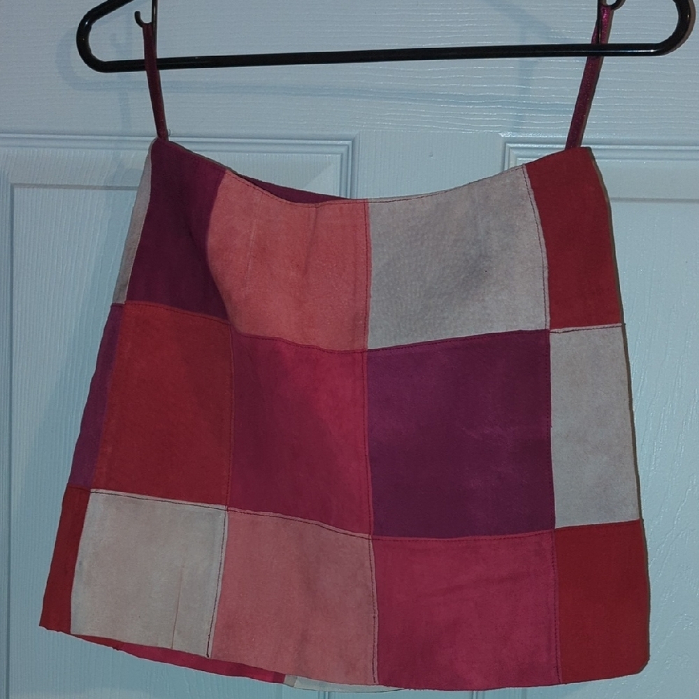 Express A-Line Mini Skirt in Red and Pink for Casual Wear